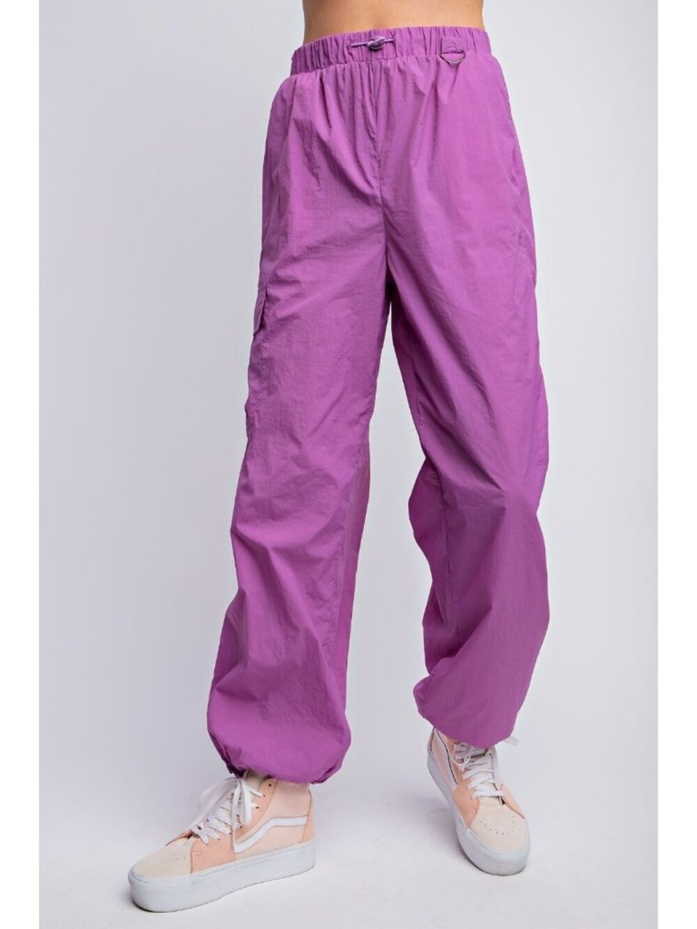 Easel Easy Breezy Parachute Cargo Pants in Lavender Large